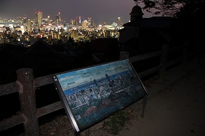 展望マップと神戸市中心部の夜景